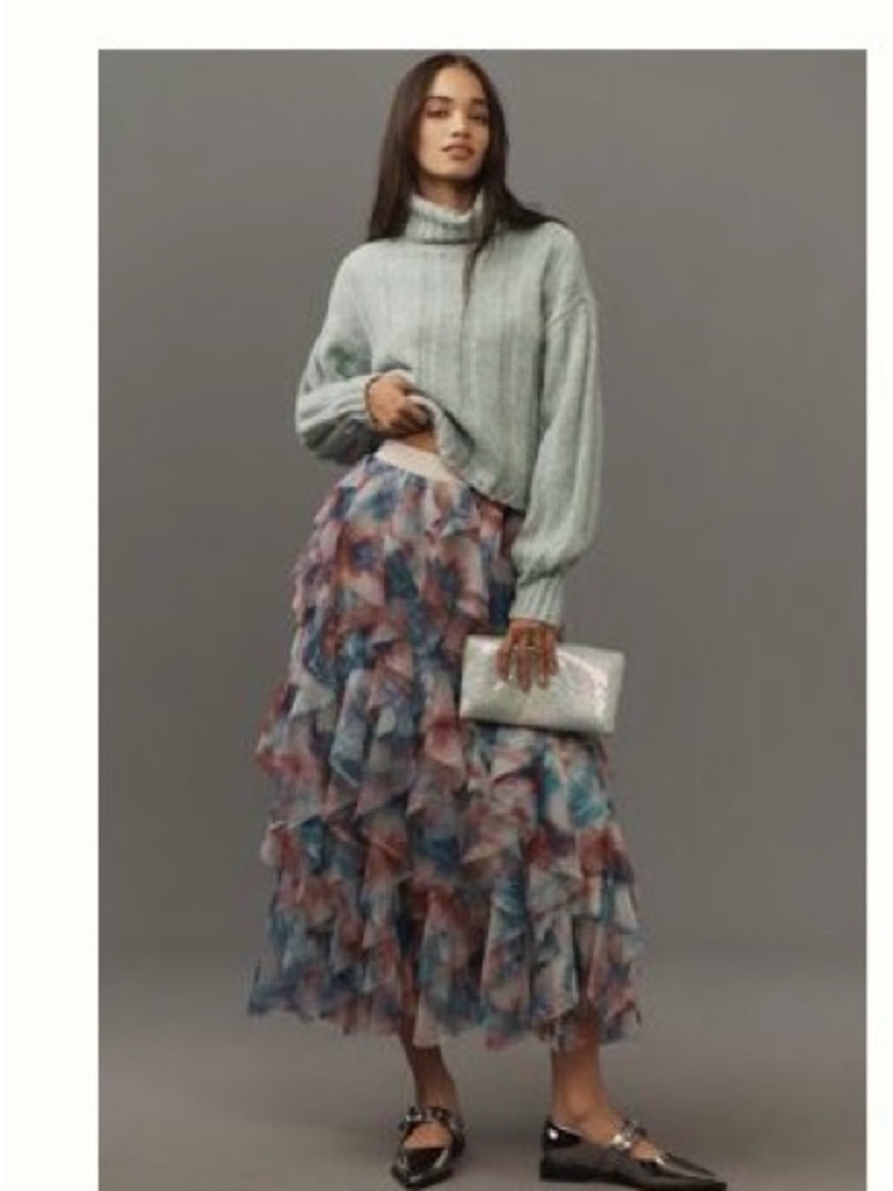 The Chéri Ruffled Tulle Midi Skirt by Anthropologie